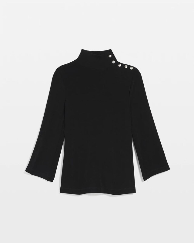 Travelers Mock Neck Diamond Button Tunic - image 5